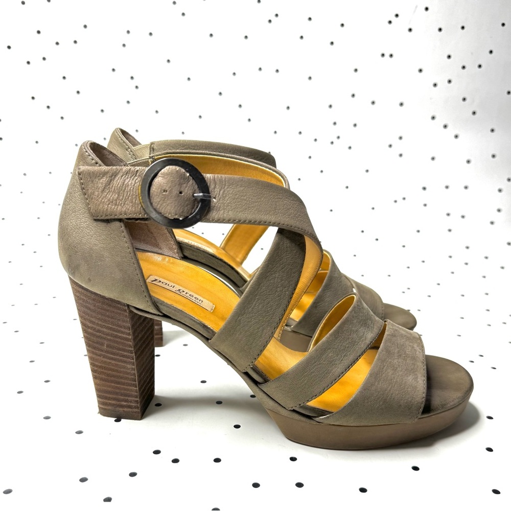 🤎 Paul Green 🤎 Taylor Taupe Strappy Heeled Sandals Leather Germany 9,5
